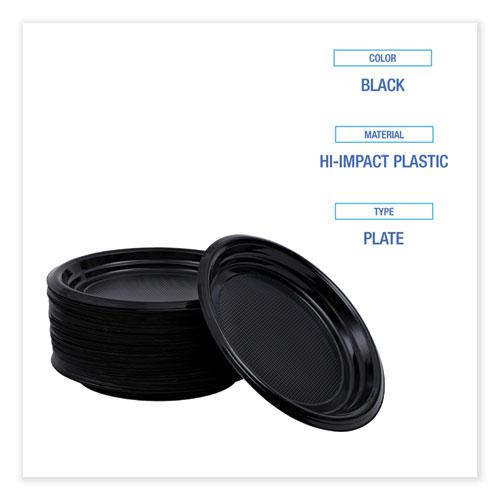 Hi-Impact Plastic Dinnerware, Plate, 9" dia, Black, 500/Carton. Picture 4