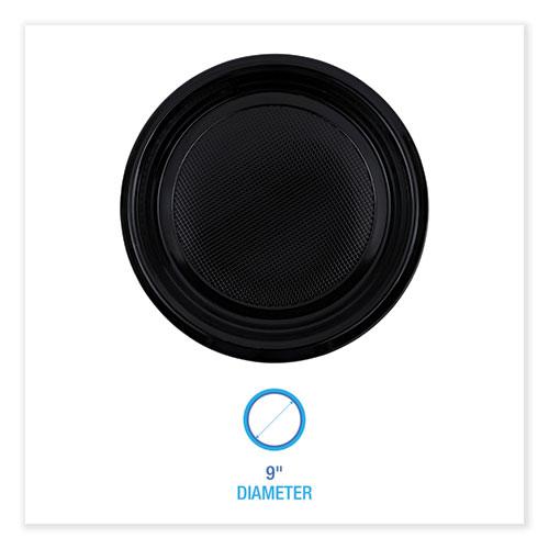 Hi-Impact Plastic Dinnerware, Plate, 9" dia, Black, 500/Carton. Picture 2