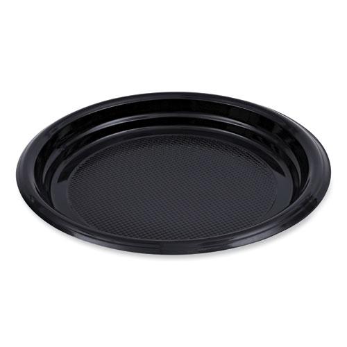 Hi-Impact Plastic Dinnerware, Plate, 9" dia, Black, 500/Carton. Picture 1