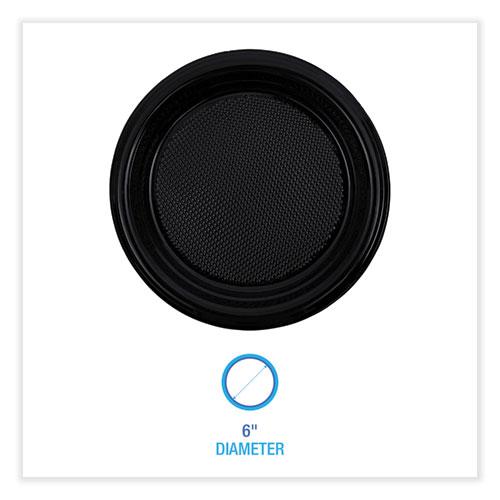 Hi-Impact Plastic Dinnerware, Plate, 6" dia, Black, 1,000/Carton. Picture 2