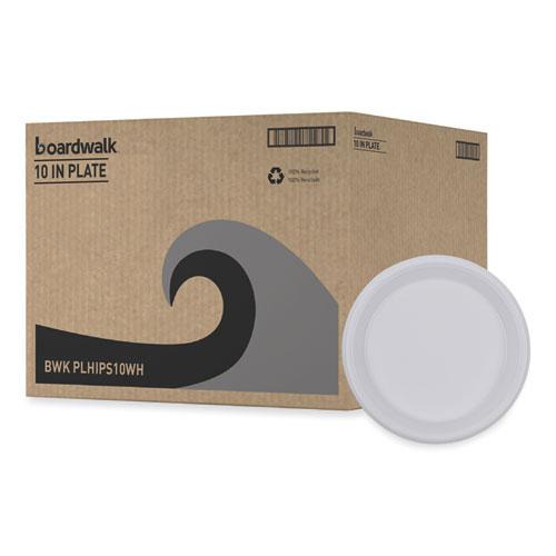 Hi-Impact Plastic Dinnerware, Plate, 10" dia, White, 500/Carton. Picture 9
