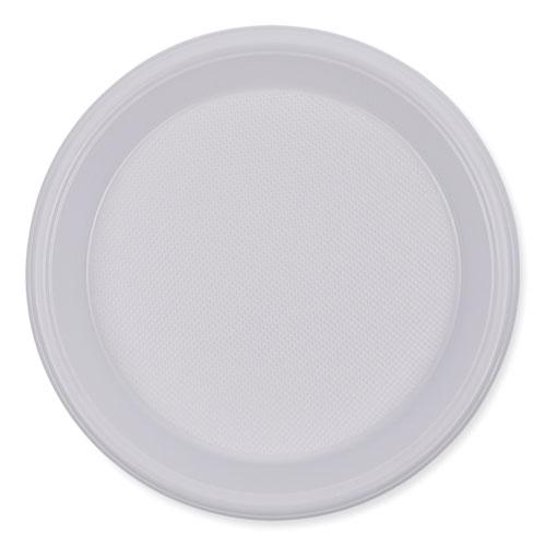 Hi-Impact Plastic Dinnerware, Plate, 10" dia, White, 500/Carton. Picture 8