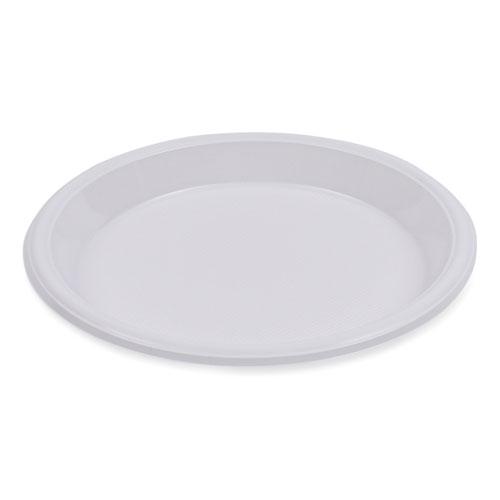 Hi-Impact Plastic Dinnerware, Plate, 10" dia, White, 500/Carton. Picture 1