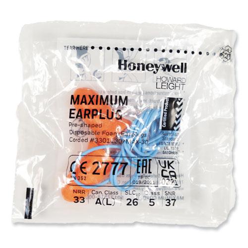 MAXIMUM Single-Use Earplugs, Corded, 33NRR, Coral, 100 Pairs. Picture 3