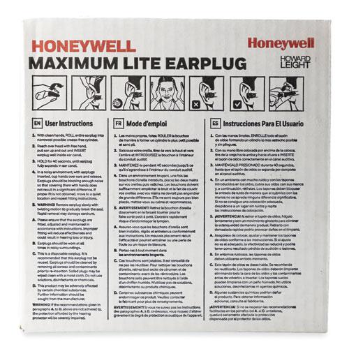 MAXIMUM Lite Single-Use Earplugs, Corded, 30NRR, Green, 100 Pairs. Picture 4