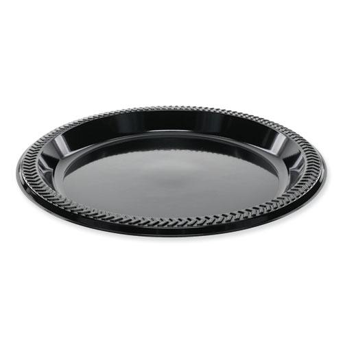 Meadoware Impact Plastic Dinnerware, Plate, 8.9" dia, Black, 400/Carton. Picture 1