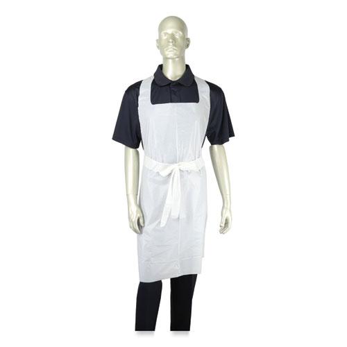 Heavyweight Poly Aprons, 28 x 46, 1.77 mil, One Size Fits All, White, 500/Carton. Picture 2