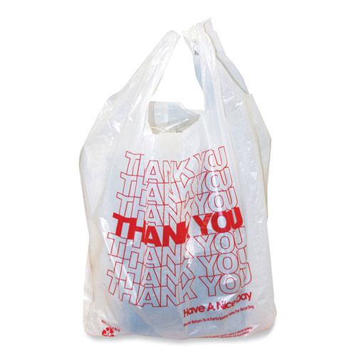 Thank You Bags, 11.5 x 6.5 x 21, White with Red Print, 1,000/Carton. Picture 2
