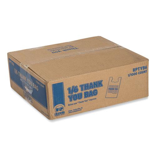 Thank You Bags, 11.5 x 6.5 x 21, White with Red Print, 1,000/Carton. Picture 1