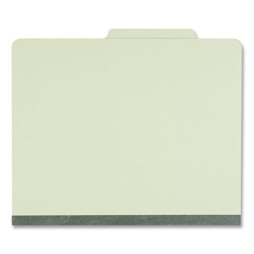 Four-Section Pressboard Classification Folders, 2" Expansion, 1 Divider, 4 Fasteners, Letter Size, Green Exterior, 10/Box. Picture 4