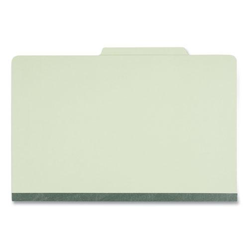 Four-Section Pressboard Classification Folders, 2" Expansion, 1 Divider, 4 Fasteners, Legal Size, Green Exterior, 10/Box. Picture 3