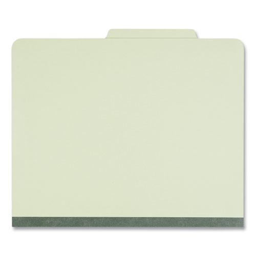 Six-Section Pressboard Classification Folders, 2" Expansion, 2 Dividers, 6 Fasteners, Letter Size, Green Exterior, 10/Box. Picture 3