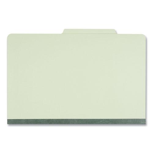Six-Section Pressboard Classification Folders, 2" Expansion, 2 Dividers, 6 Fasteners, Legal Size, Green Exterior, 10/Box. Picture 4