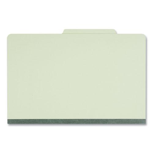 Eight-Section Pressboard Classification Folders, 3" Expansion, 3 Dividers, 8 Fasteners, Legal Size, Green Exterior, 10/Box. Picture 4