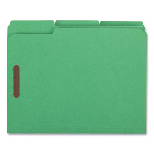 Deluxe Reinforced Top Tab Fastener Folders, 0.75" Expansion, 2 Fasteners, Letter Size, Green Exterior, 50/Box. Picture 3