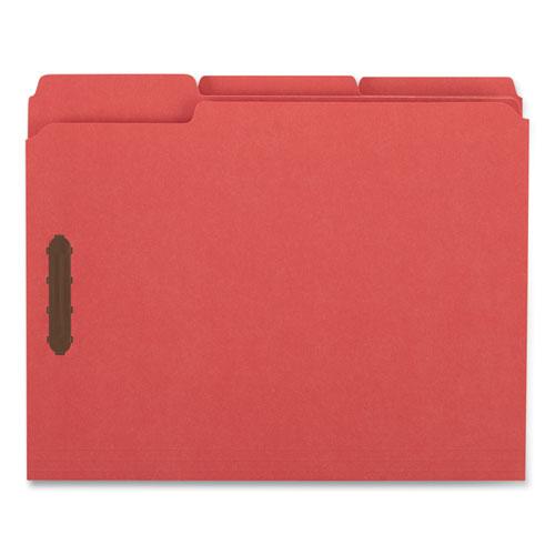 Deluxe Reinforced Top Tab Fastener Folders, 0.75" Expansion, 2 Fasteners, Letter Size, Red Exterior, 50/Box. Picture 3