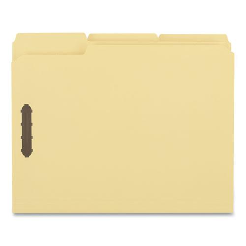 Deluxe Reinforced Top Tab Fastener Folders, 0.75" Expansion, 2 Fasteners, Letter Size, Yellow Exterior, 50/Box. Picture 3