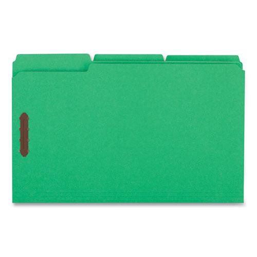 Deluxe Reinforced Top Tab Fastener Folders, 0.75" Expansion, 2 Fasteners, Legal Size, Green Exterior, 50/Box. Picture 4