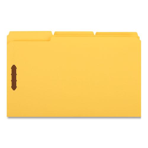 Deluxe Reinforced Top Tab Fastener Folders, 0.75" Expansion, 2 Fasteners, Legal Size, Yellow Exterior, 50/Box. Picture 3