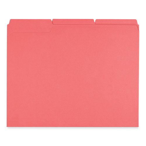Reinforced Top-Tab File Folders, 1/3-Cut Tabs: Assorted, Letter Size, 1" Expansion, Red, 100/Box. Picture 3