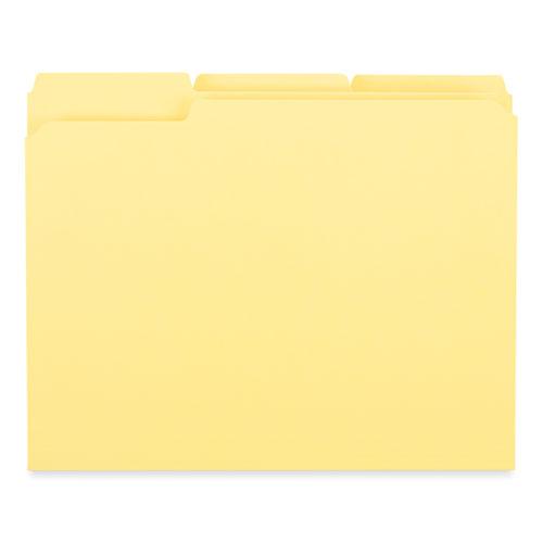 Reinforced Top-Tab File Folders, 1/3-Cut Tabs: Assorted, Letter Size, 1" Expansion, Yellow, 100/Box. Picture 2