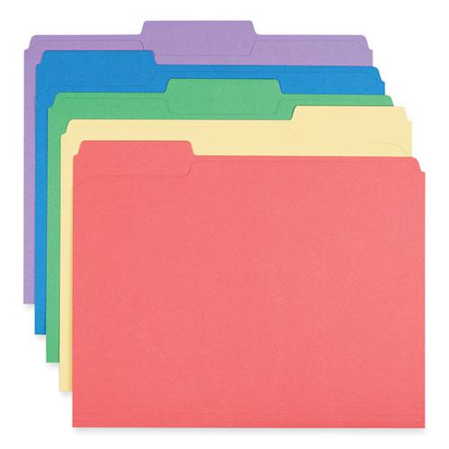 Reinforced Top-Tab File Folders, 1/3-Cut Tabs: Assorted, Letter Size, 1" Expansion, Assorted Colors, 100/Box. Picture 3