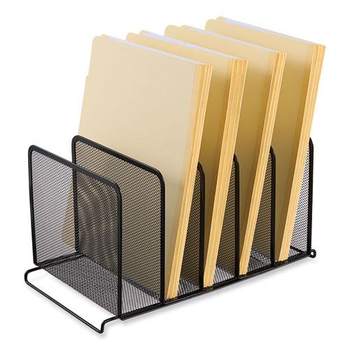Deluxe Mesh Stacking Sorter, 5 Sections, Letter to Legal Size Files, 14.63" x 8.13" x 7.5", Black. Picture 2