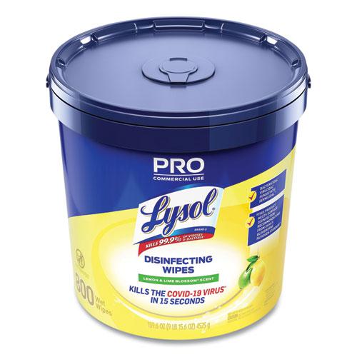 Professional Disinfecting Wipe Bucket, 1-Ply, 6 x 8, Lemon and Lime Blossom, White, 800 Wipes. Picture 8