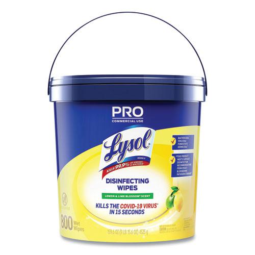 Professional Disinfecting Wipe Bucket, 1-Ply, 6 x 8, Lemon and Lime Blossom, White, 800 Wipes. Picture 1