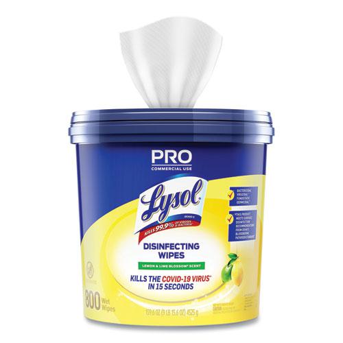 Professional Disinfecting Wipe Bucket, 1-Ply, 6 x 8, Lemon and Lime Blossom, White, 800 Wipes. Picture 2