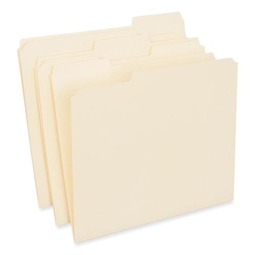 Reinforced Top Tab File Folders, 1/3-Cut Tabs: Assorted, Letter Size, 0.75" Expansion, Manila, 250/Carton. Picture 1