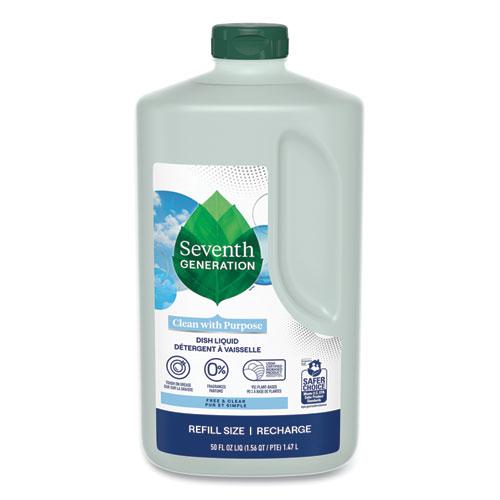 Natural Dishwashing Liquid, Free and Clear, 50 oz Bottle, 3/Carton. Picture 1