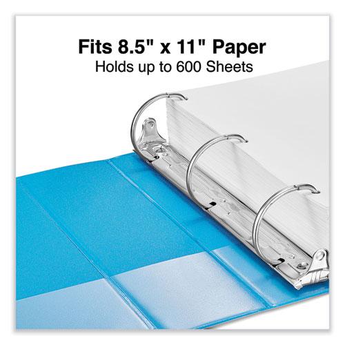 Slant D-Ring View Binder, 3 Rings, 3" Capacity, 11 x 8.5, Light Blue. Picture 8