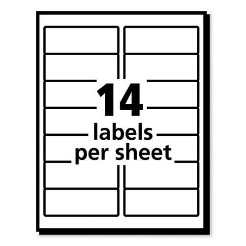 Labels, Laser Printers, 1.33 x 4, White, 14/Sheet, 100 Sheets/Box. Picture 3