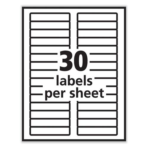 Labels, 0.66 x 3.44, White, 30/Sheet, 50 Sheets/Box. Picture 3