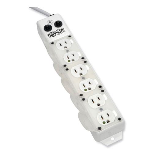 Medical-Grade Power Strip for Patient-Care Vicinity, 6 Outlets, 15 ft Cord, White. Picture 3