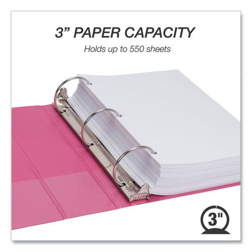 Earth's Choice Plant-Based Economy Round Ring View Binders, 3 Rings, 3" Capacity, 11 x 8.5, Pink, 2/Pack. Picture 2