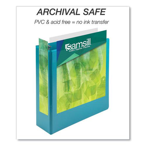 Earth's Choice Plant-Based Economy Round Ring View Binders, 3 Rings, 3" Capacity, 11 x 8.5, Teal, 2/Pack. Picture 3