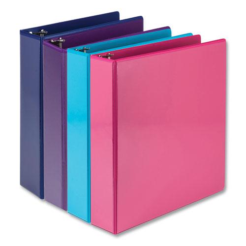 Durable D-Ring View Binders, 3 Rings, 2" Capacity, 11 x 8.5, Blueberry/Blue Coconut/Dragonfruit/Purple, 4/Pack. Picture 1