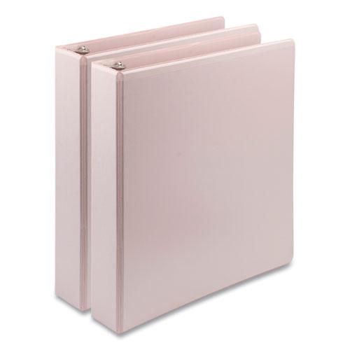 Earth's Choice Plant-Based BOHO D-Ring View Binders, 1.5" Capacity, 11 x 8.5, Rose, 2/Pack. Picture 1