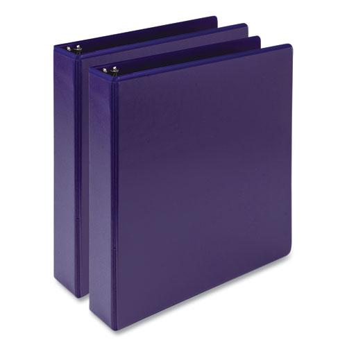 Earth's Choice Plant-Based Economy Round Ring View Binders, 3 Rings, 1.5" Capacity, 11 x 8.5, Purple, 2/Pack. Picture 1