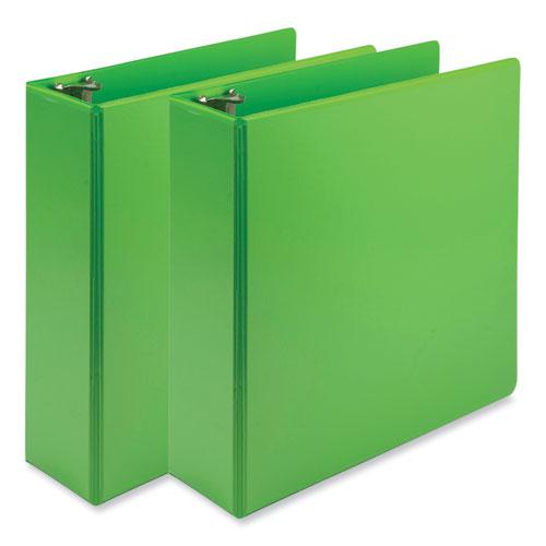 Earth's Choice Plant-Based Economy Round Ring View Binders, 3 Rings, 3" Capacity, 11 x 8.5, Lime, 2/Pack. Picture 1