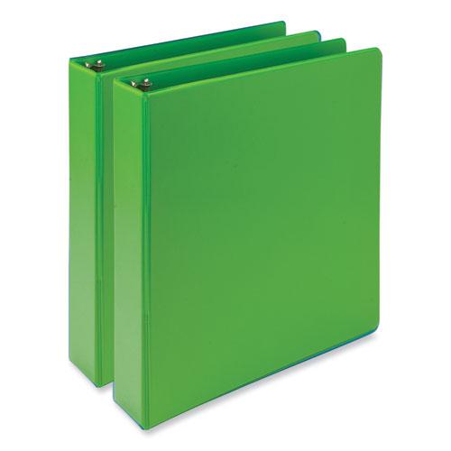 Earth's Choice Plant-Based Economy Round Ring View Binders, 3 Rings, 1.5" Capacity, 11 x 8.5, Lime, 2/Pack. Picture 1