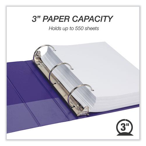 Earth's Choice Plant-Based Economy Round Ring View Binders, 3 Rings, 3" Capacity, 11 x 8.5, Purple, 2/Pack. Picture 2