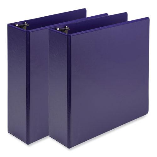 Earth's Choice Plant-Based Economy Round Ring View Binders, 3 Rings, 3" Capacity, 11 x 8.5, Purple, 2/Pack. Picture 1