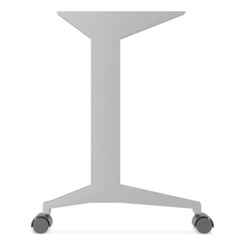 Modern Teacher Series Pedestal Desk, Left-Side Pedestal: Box/Box/File, 60" x 24" x 28.75", White/Silver. Picture 3