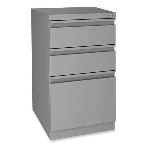 Modern Teacher Series Pedestal Desk, Left-Side Pedestal: Box/Box/File, 60" x 24" x 28.75", Charcoal Woodgrain/Gray. Picture 7
