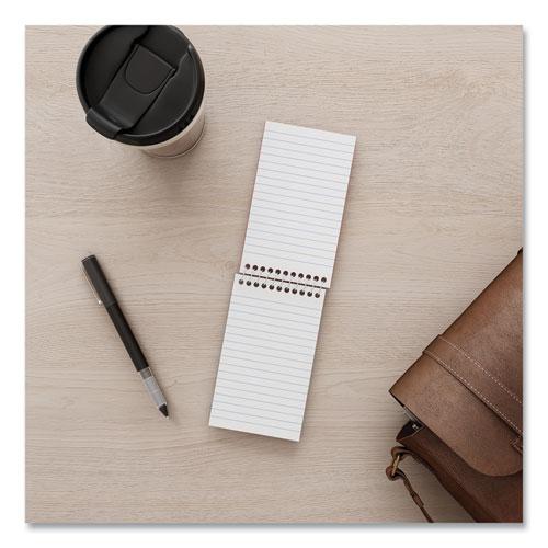 Wirebound Memo Pad with Coil-Lock Wire Binding, Narrow Rule, Orange Cover, 50 White 3 x 5 Sheets, 12/Pack. Picture 4
