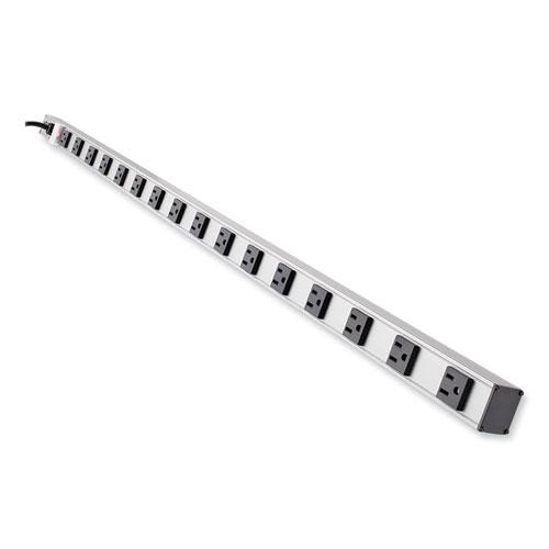 Vertical Power Strip, 16 Outlets, 15 ft Cord, Silver. Picture 1