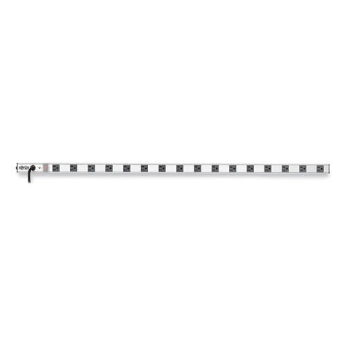 Vertical Power Strip, 16 Outlets, 15 ft Cord, Silver. Picture 2